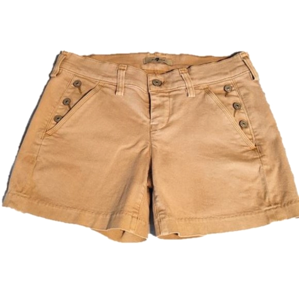7 FOR ALL MANKIND Women's Tan Khaki Straight Leg Denim Shorts Size 25
